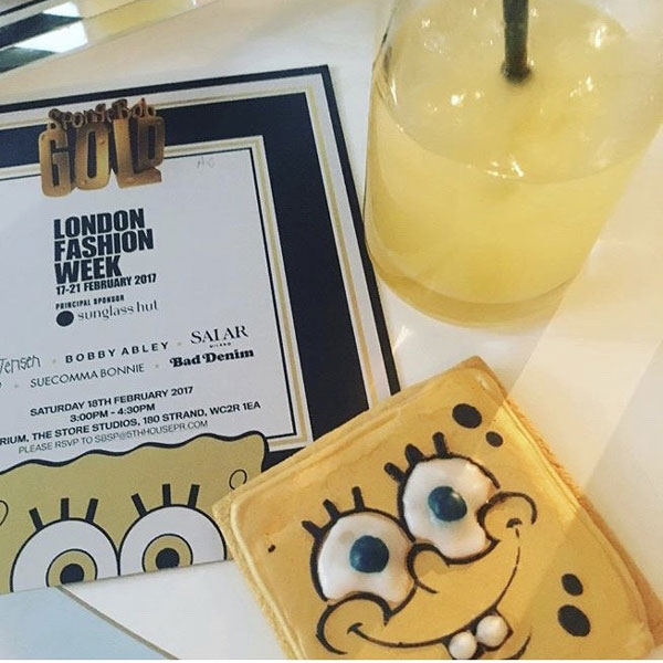 sponge bob biscuits London fashion week