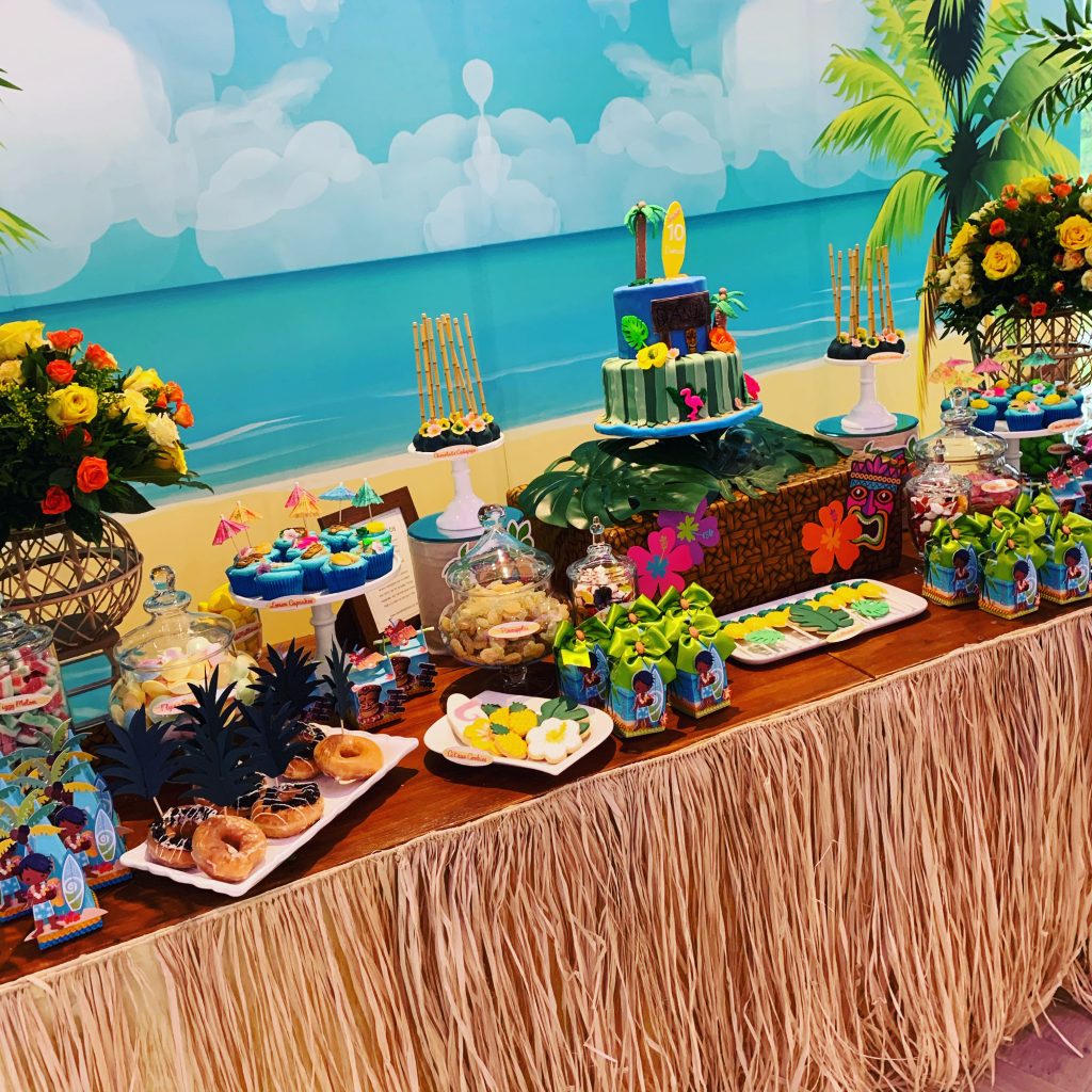 Hawaiian party dessert table