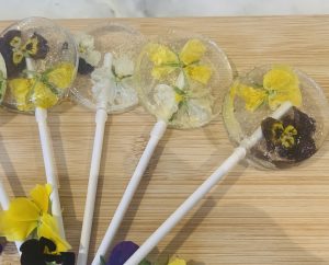 Edible flower lollipops corporate