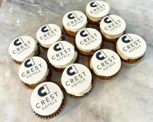 corporate branded cupcake with logo