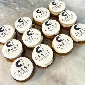 corporate branded cupcake with logo