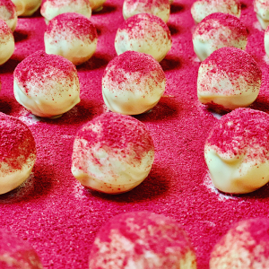 Raspberry white chocolate truffles
