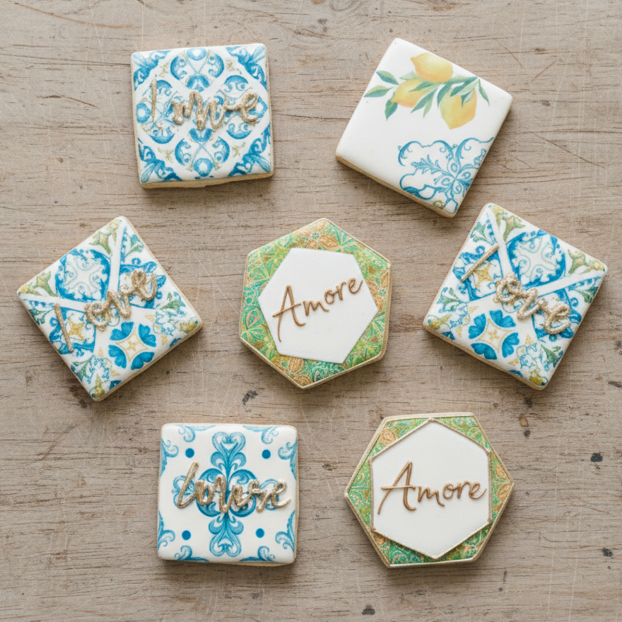 personalised printed biscuits showcasing flower company designs